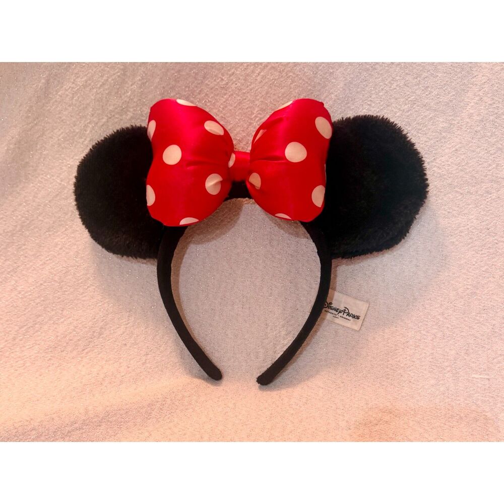 Official Minnie Mouse Polka Dot Bow Ear Headband for Adults from Disney Parks